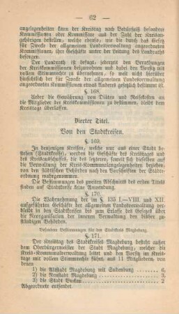 Vierter Titel. Von den Stadtkreisen.