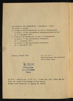Der Lehrplan für ...
