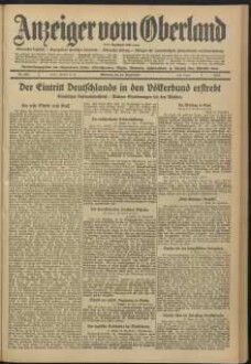 Anzeiger vom Oberland : Tageszeitung für das Oberamt Biberach und die Stadtgemeinde Biberach