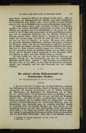 ¬Die¬ absolute ethische Vollkommenheit des Gottmenschen Christus : (Schluß)
