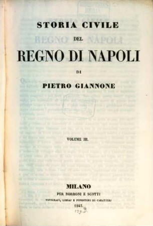 Storia civile del, Regno di Napoli, 3
