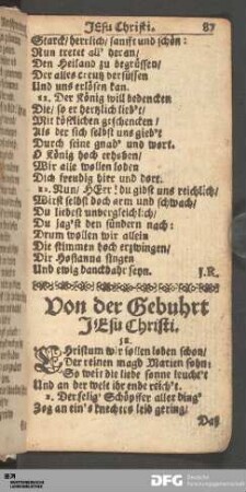 Von der Gebuhrt JEsu Christi.
