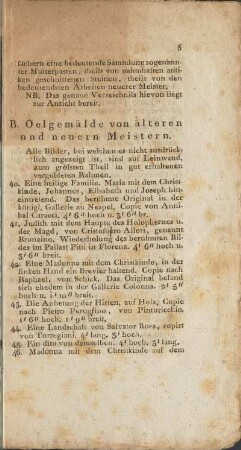 B. Oelgemälde von älteren und neuern Meistern