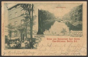 Ansichtskarte "Gruss aus Restaurant Carl Kaube", Schleusenufer 5