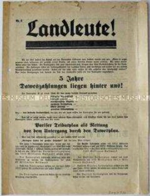 Aufruf des Reichsausschusses für das Deutsche Volksbegehren zur Teilnahme am Volksbegehren gegen den Young-Plan 1929
