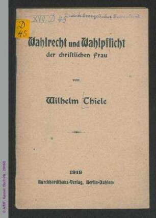 Wahlrecht und Wahlpflicht der christlichen Frau