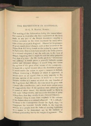 The Referendum in Australia.