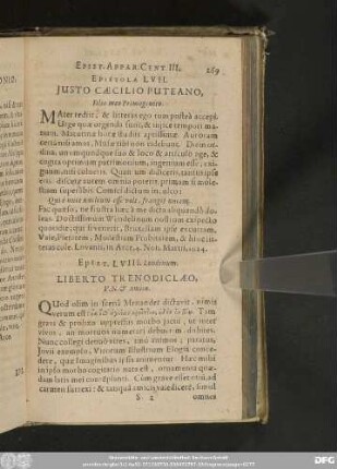 Epistola LVII. Iusto Caecilio Puteano, Filio meo Primogenito.