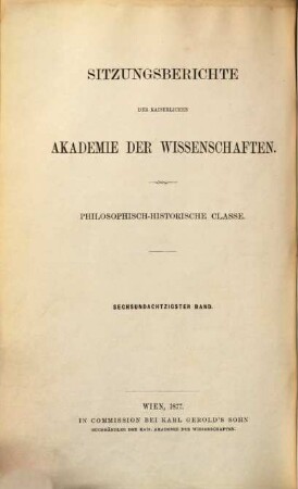 Sitzungsberichte. 86. 1877