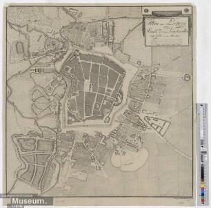 Plan von Leipzig der Stadt und denen Vorstaedten