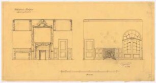 Wohnhaus Kretzer, Berlin-Tiergarten: Speisezimmer: 2 Wandansichten der Querwände 1:25, Variante