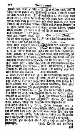 Der sechste Theil. Kreutz- u. Anfechtungs-Lieder.