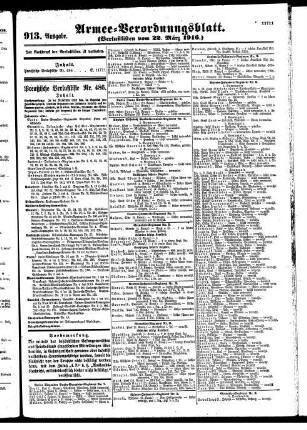 913. Ausgabe. Mittwoch, 22. März 1916
