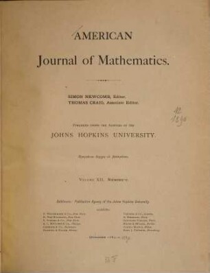 American journal of mathematics. 12. 1890