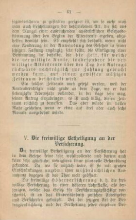 V. Die freiwillige Betheiligung an der Versicherung