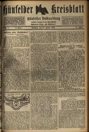 Zweite Ausgabe vom Samstag, den 25. Januar 1930.