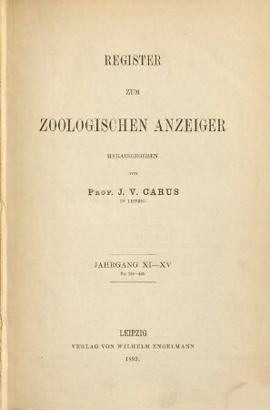 Zoologischer Anzeiger : morphology, systematics, biogeography; a journal of comparative zoology. [15a]