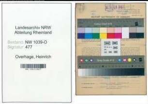 Entnazifizierung Heinrich Overhage , geb. 09.10.1905 (Baecker)