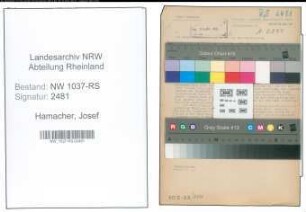 Entnazifizierung Josef Hamacher , geb. 11.03.1897 (Gemeindeinspektor)
