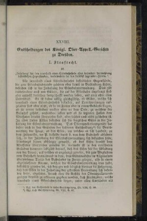 XXVIII. Entscheidungen des Königl. Ober-Appell.-Gerichts zu Dresden