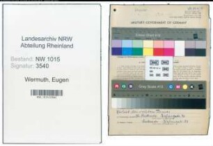Entnazifizierung Eugen Wermuth , geb. 29.10.1890 ()