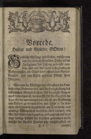Vorrede. Heilige und Geliebte Gottes!