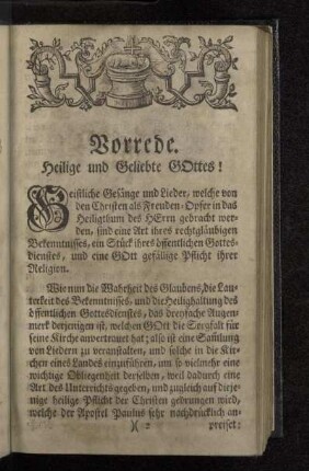 Vorrede. Heilige und Geliebte Gottes!