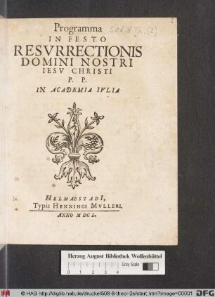 Programma In Festo Resurrectionis Domini Nostri Jesu Christi : P.P. In Academia Iulia