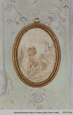 Stuckreliefs mit Puttendarstellungen : Putto mit Hund