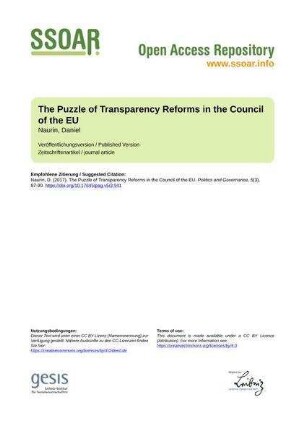 The Puzzle of Transparency Reforms in the Council of the EU