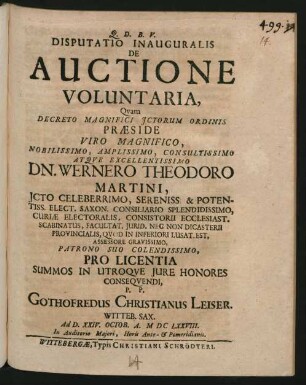 Disputatio Inauguralis De Auctione Voluntaria