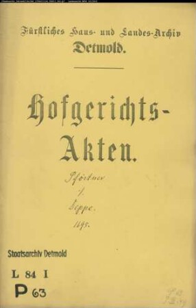 Pförtner, Otto zu Brake gegen Hilmar Deppe, Förster zu Schwelentrup - Schuldforderung