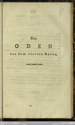 Zehn Oden aus dem vierten Buche