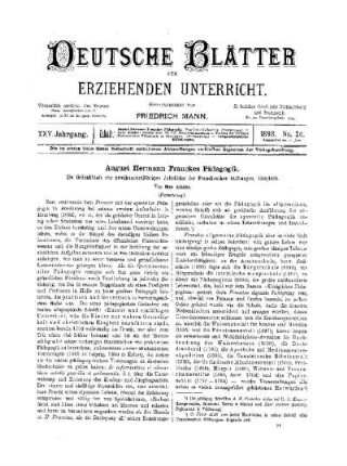 August Hermann Franckes Pädagogik : ein Gedenkblatt zur zweihundertjährigen Jubelfeier der Frankeschen Stiftungen 1698/1898 ; (Fortsetzung)
