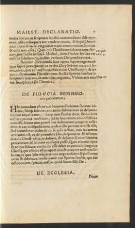 De Fiducia Remissionis peccatorum.