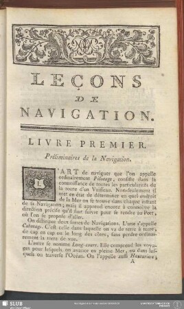 Livre Premier. Préliminaires de la Navigation