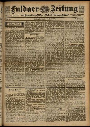 Erste Ausgabe vom Freitag, den 30. Juni 1899.