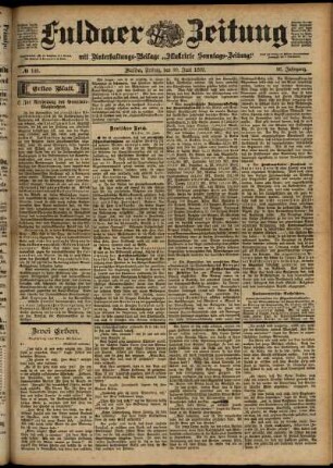 Erste Ausgabe vom Freitag, den 30. Juni 1899.