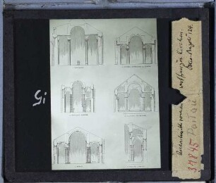 Chauvigny, Saint-Pierre,Poitiers, Notre-Dame-la-Grande,Saint-Savin, Abteikirche Saint-Savin-sur-Gartempe,Chauvigny, Notre Dame, Querschnitt,Moirax, Kirche, Querschnitt,Beaulieu (Corrèze), Querschnitt