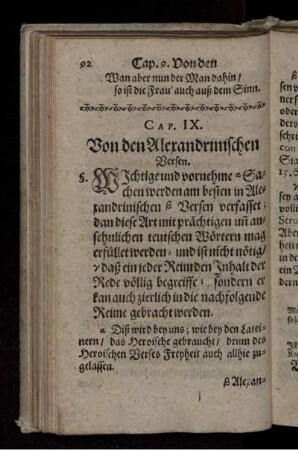 Cap. IX. Von den Alexandrinischen Versen