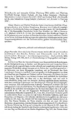 Petersohn, Jürgen :: Der südliche Ostseeraum im kirchlich-politischen Kräftespiel des Reichs, Polens und Dänemarks vom 10. bis 13. Jahrhundert, Mission, Kirchenorganisation, Kultpolitik, (Ostmitteleuropa in Vergangenheit und Gegenwart, 17) : Köln, Böhlau, 1979