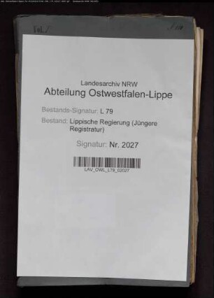 Amtsgericht Oerlinghausen, Band 1