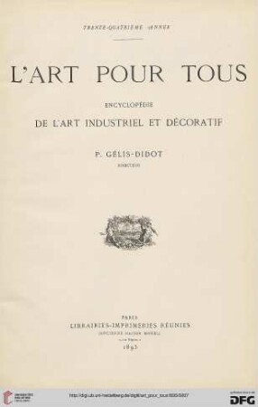 34: L' art pour tous: encyclopédie de l'art industriel et décoratif