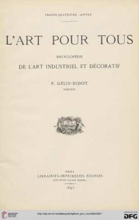 34: L' art pour tous: encyclopédie de l'art industriel et décoratif