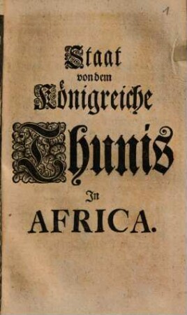 Staat von dem Königreiche Thunis In Africa