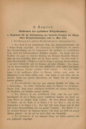 II. Kapitel. Uniformen der exekutiven Polizeibeamten.