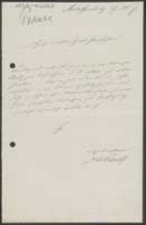 Brief von Karl Prantl an Unbekannt