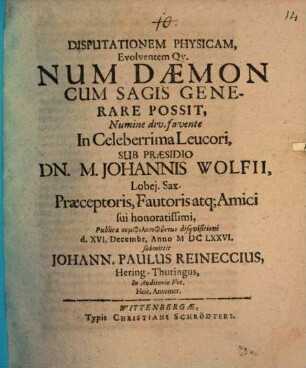 Disp. phys. evolvens quaestionem num daemon cum sagis generare possit?