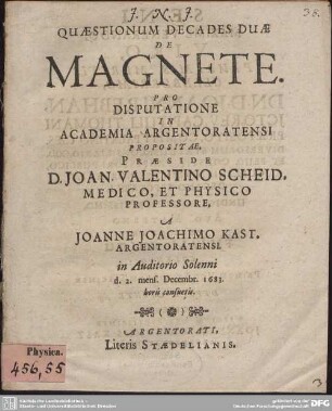 Quaestionum Decades Duae De Magnete