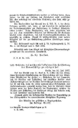 Behörde, bei welcher die kalkulatorische Feststellung der Bauanschläge zu erfolgen hat : [I. Allgemeine Verhältnisse der Behörden und Beamten]
